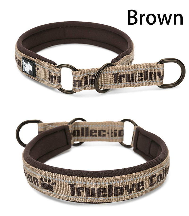 [Australia] - SGODA Nylon Dog Choke Collar Medium fit for 14-18in Brown 