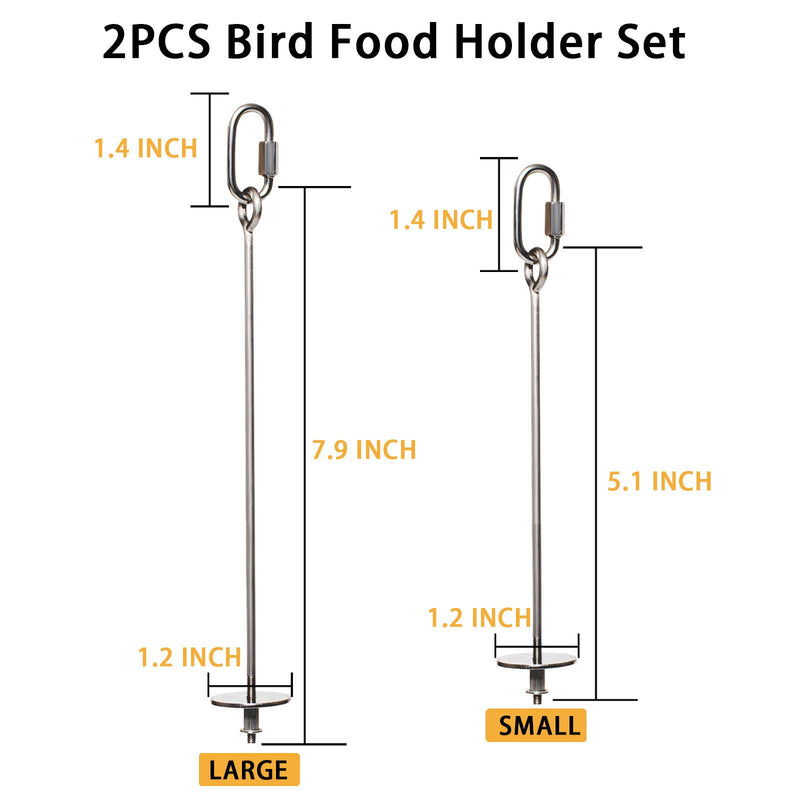 LSSH 2PCS Premium Bird Food Holder, Bird Treat Skewer,Bird Skewers,Bird Feeders, Stainless Steel Parrot Fruit Vegetable Stick Holder, Bird Feeder Toy,Foraging Toy, Bird Food Treat Skewer - PawsPlanet Australia