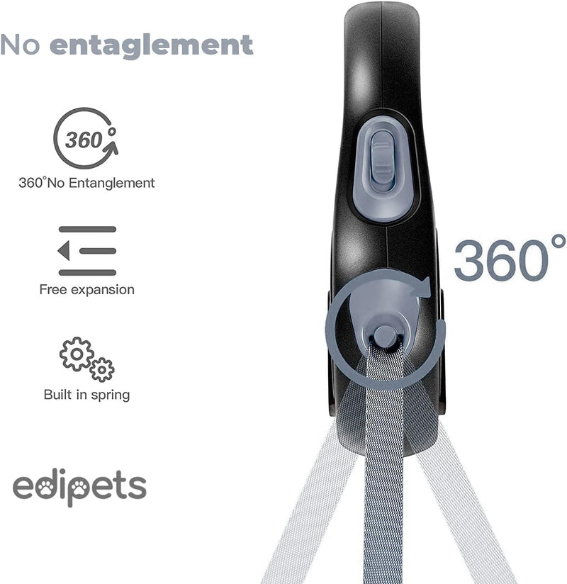 Edipets, dog leash, extendable, retractable, 3, 5 and 8 meters, flexible band for right and walks, dog leash, reel leash, flexi leash, retractable (gray, 8 meters) gray - PawsPlanet Australia