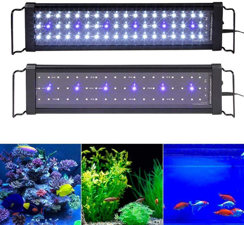 MQUPIN Aquarium Lights for Fish Tank,Sunrise-Daylight-Moonlight Mode and DIY Mode,RGB Plus Aquarium Programmable LED Light,Full Spectrum Plant Fish Tank Light Extendable Brackets (18W 12-18") 18W 12-18" - PawsPlanet Australia