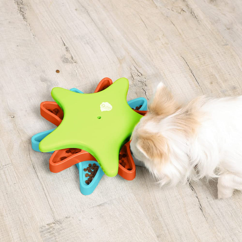 Iquities Interactive Dog Puzzle Toy, Twister Boredom Buster Treat Dispenser, Brain Training Game for Dogs, Blue Red & Green - PawsPlanet Australia