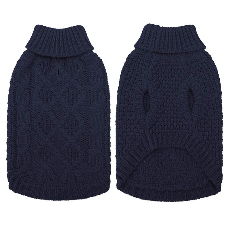 [Australia] - Mihachi Dog Sweater - Winter Coat Apparel Classic Cable Knit Clothes for Cold Weather X-Small Dark Blue 