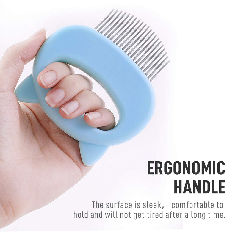 CNXUS Cat Comb, Gentle Cat Grooming Comb & Cat Massage Comb - Effective Dematting Comb for Cats, Ideal Cat Comb for Matted Hair - Painless Cat Combs for Deshedding, Cute Cat Shell Comb Blue - PawsPlanet Australia