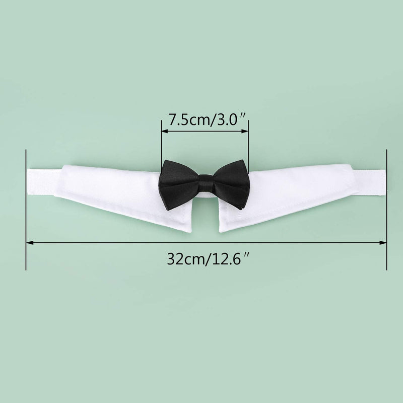 Segarty Bow Tie Dog Collar, Handcrafted Adjustable White Collar Formal Tux Dog Bowtie for Pet Cats Puppies Necktie for Small Boy Dog Wedding Birthday Gift Grooming Bows 10.5"-12" Black White - PawsPlanet Australia