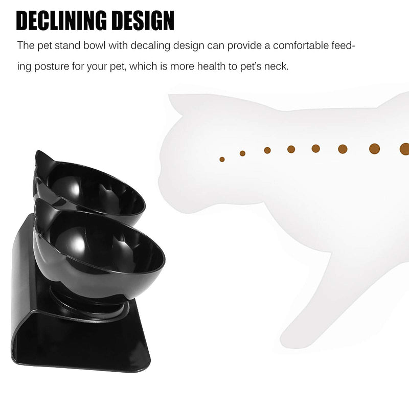 Cat Bowls with 15 ° Incline Angle, Cat Bowls with Stand, Pet Water Bowls with Anti-slip Design Black - PawsPlanet Australia