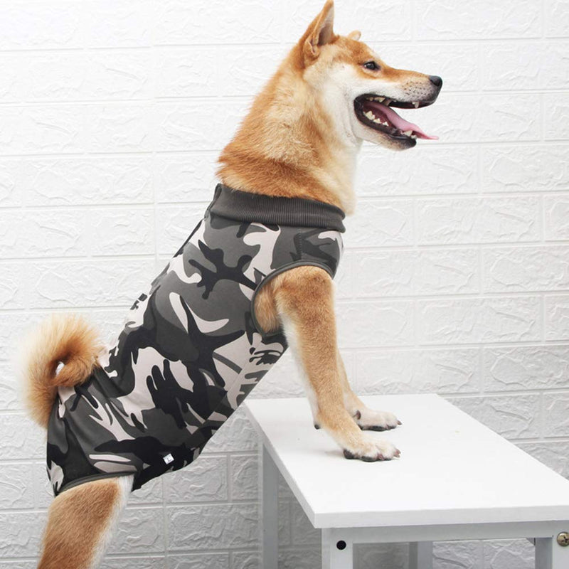 Recovery Suit for Dogs Cats After Surgery,Male & Female Dogs Post-Operative Clothes,Pet Dog Pajamas Stripes,Surgical Pet Wear for Abdominal Wounds & Weaning L Camouflage - PawsPlanet Australia