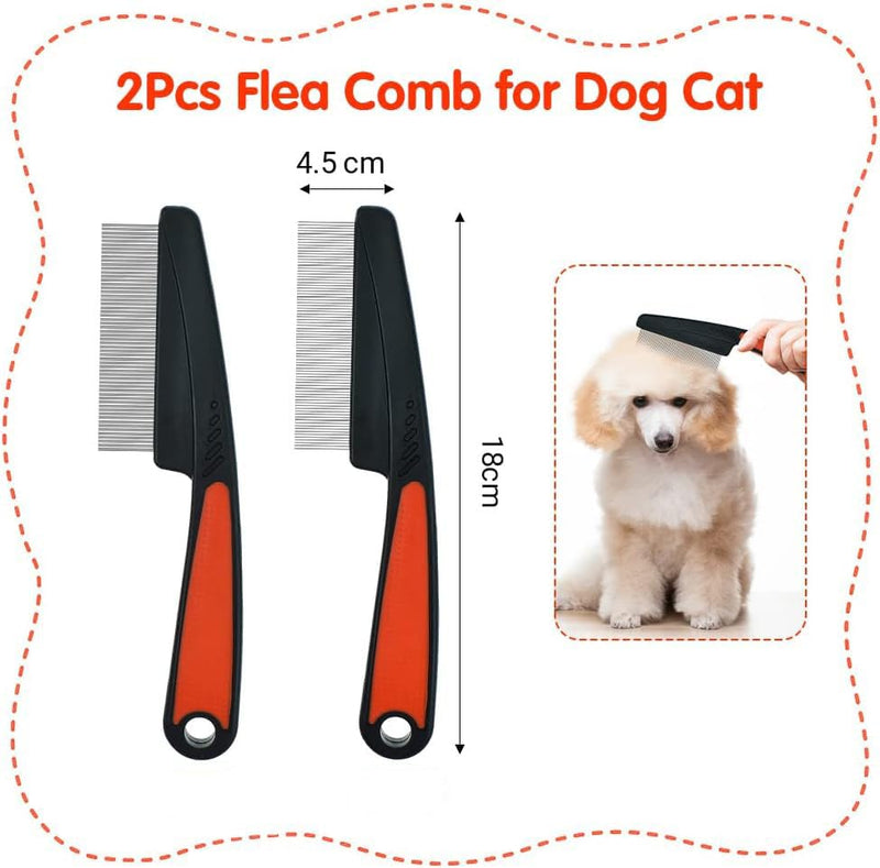 2-piece flea comb for cats, flea comb, flea comb for dogs, lice comb, flea comb, cat comb, pet comb, professional flea comb, stainless steel lice comb, dust comb for cats and dogs - PawsPlanet Australia