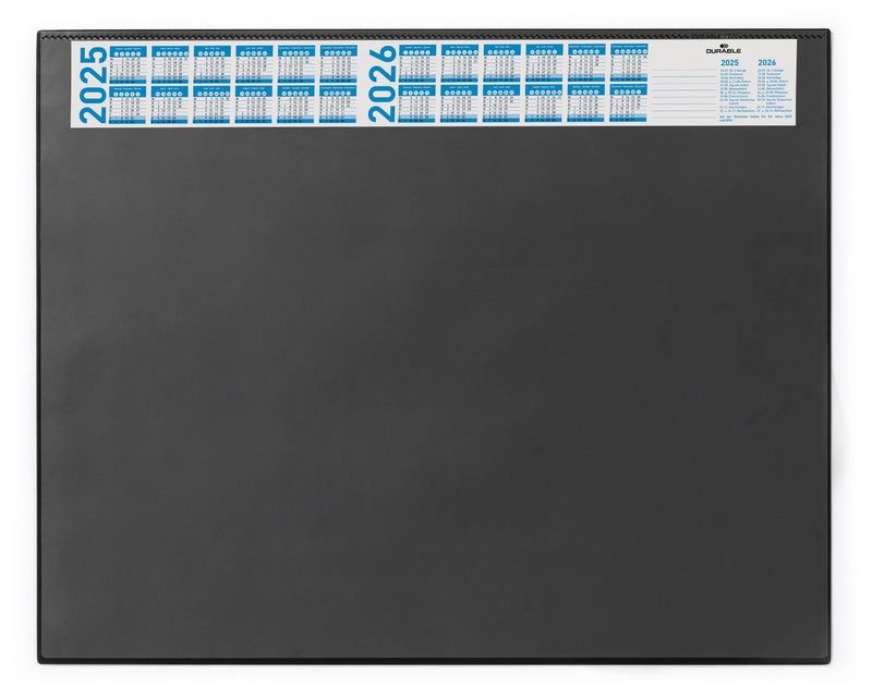 Durable desk pad (with full-view panel and calendar, 650 x 520 mm) 1 piece, black, 720401 - PawsPlanet Australia