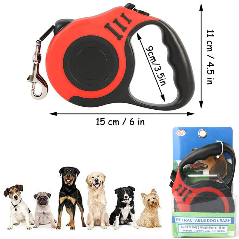 Pet Leash, Automatic Telescopic Traction Rope Chain, Automatic Retractable Durable Traction Rope, Pet Traction Rope, Dog Leash, Hiking Rope, for Small and Medium Dogs (Red) - PawsPlanet Australia