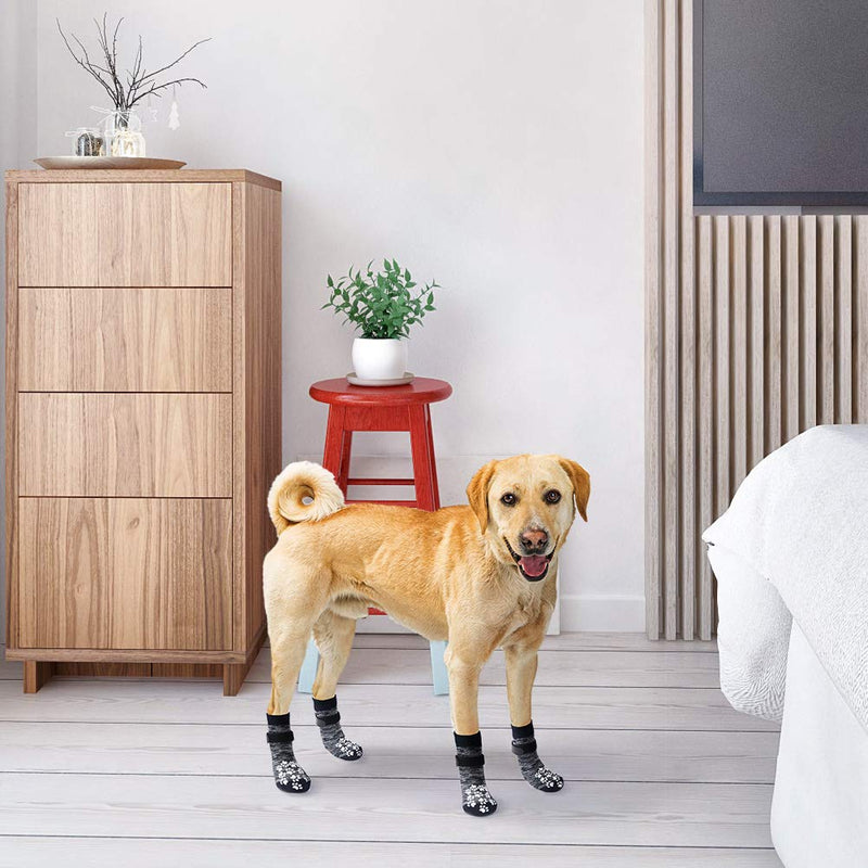 EXPAWLORER Double Side Anti-Slip Dog Socks with Adjustable Starps - 3 Paris Strong Traction Control for Indoor on Hardwood Floor Wear, Best Puppy Pet Paw Protection, Grey Small - PawsPlanet Australia