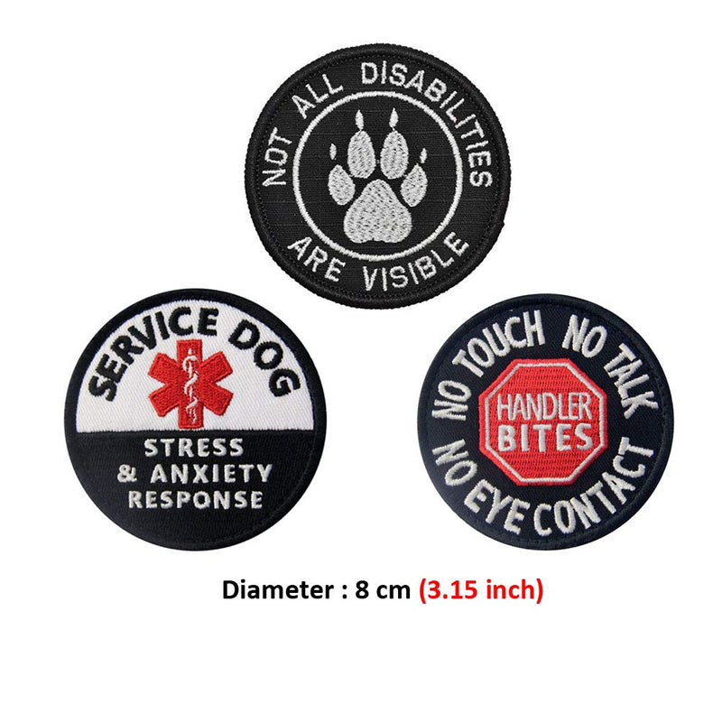 [Australia] - SOUTHYU 3 Pack Service Dog Tactical Morale Patches Embroidered Military Emblem Army Swat Badge for Vest Harness, Hook and Loop Patch #3 