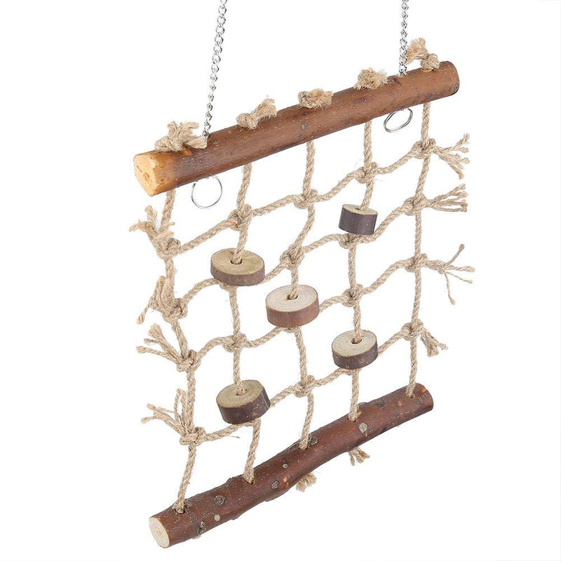 [Australia] - Bird Rope Climbing Net Parrot Swing Hanging Toy Bird Swings Net, Wooden Ladder Swing Hammock with 2 Hooks and Woven Rope for Parrots, Finches Climbing Chewing Pet Cage Hanging Toy 