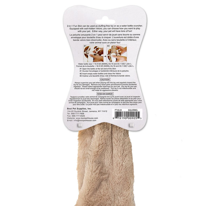 [Australia] - 2-in-1 Fun Skin Stuffless Dog Squeaky Toy by Best Pet Supplies Medium Squirrel 