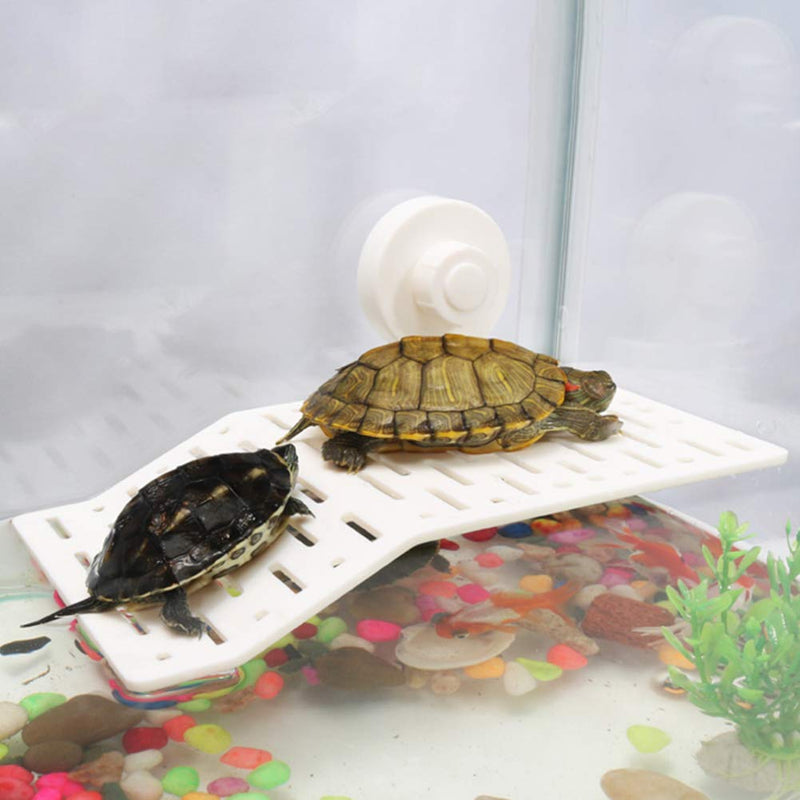 MOVKZACV Turtle Basking Platform, Turtle Tank,Floating Turtle Pier Platform Aquarium Animal Transparent Sink Wharf, Reptile Habitat, Climbing shelf Turtle Tank Dock Floating Decor with Sucker Cap s white - PawsPlanet Australia