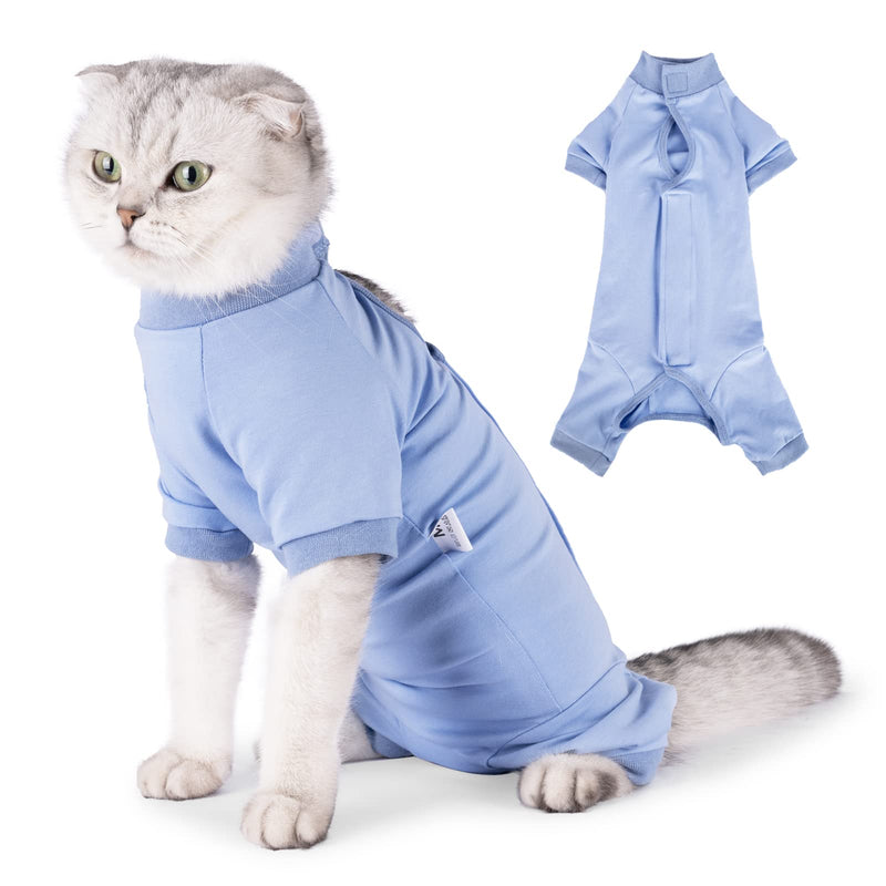 HEYWEAN Cat Bodysuit Post Op Neuter Pet Medical Surgical Shirt Surgical Recovery Suits for Cats Long Sleeve Cat Clothing Anti-Licking Alternative Neck Brace for Cats S Blue - PawsPlanet Australia