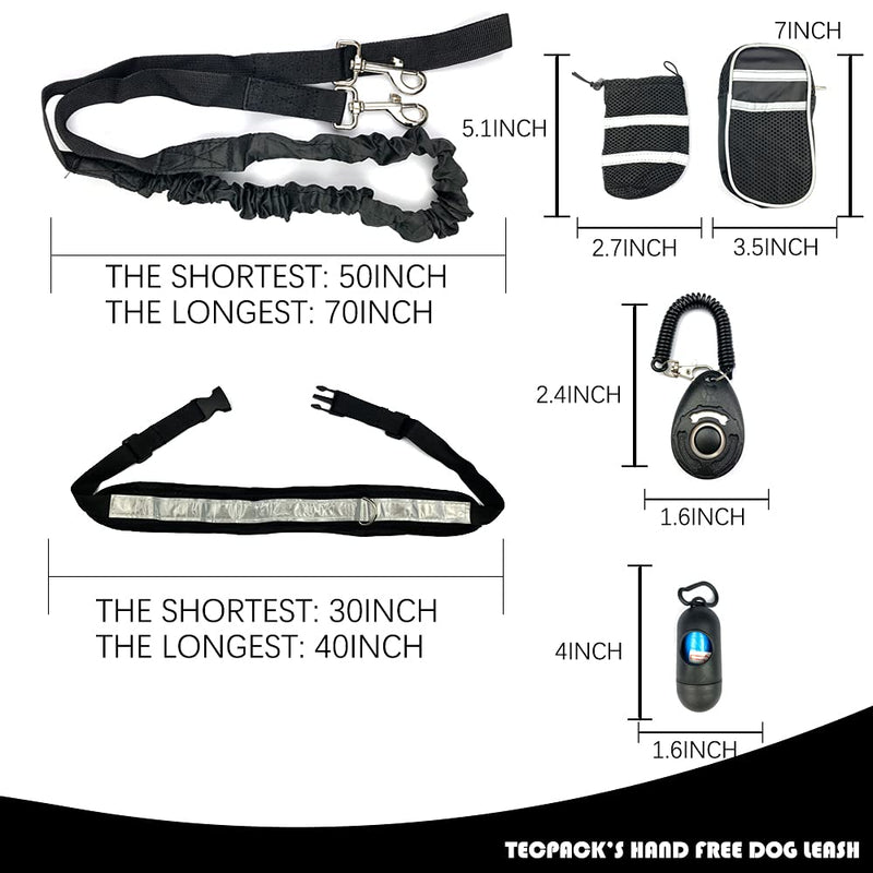 Hands Free Dog Leash for Small Medium and Large Dogs,Reflective Bungee, Adjustable Waist Belt, Ideal for Running Walking Jogging Hiking Training - PawsPlanet Australia