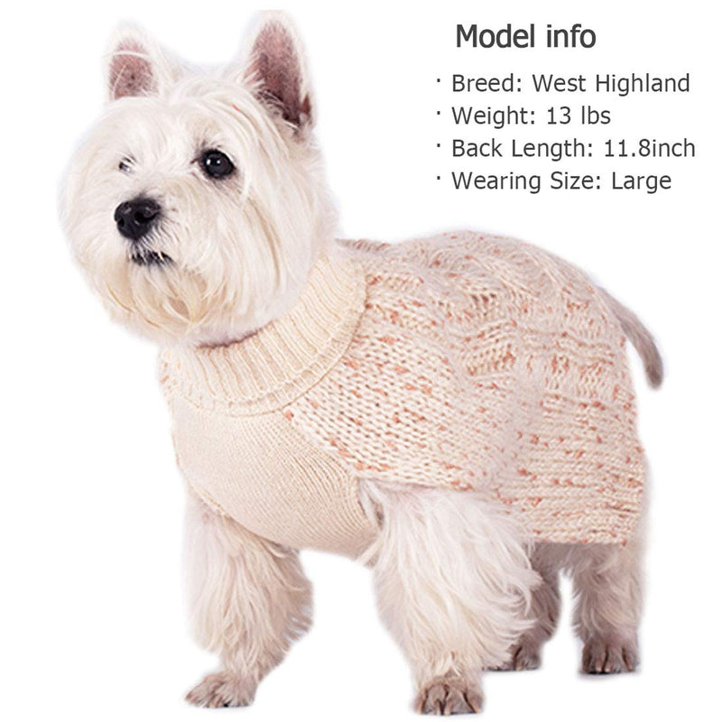 KYEESE Dog Sweaters Turtleneck Dog Pullover Sweater Knitwear with Golden Yarn Warm Pet Sweater for Fall Winter X-Small Beige - PawsPlanet Australia