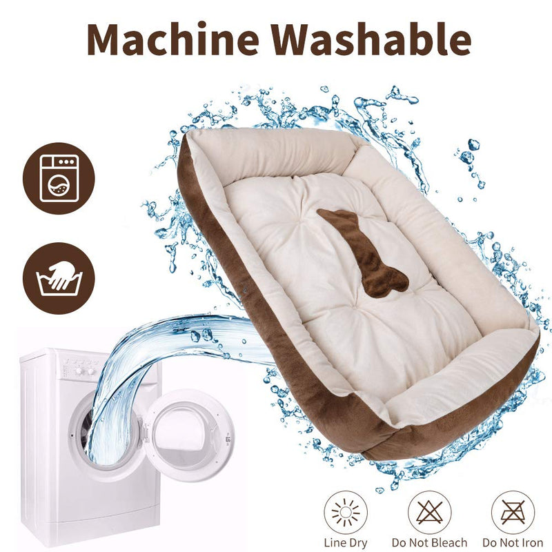 [Australia] - SlowTon Warming Dog Bed, 31.5 Inch Machine Washable & Dryer Pet Sleeper Couch Sofa，Ultra-Soft Breathable Cotton Cozy Calming Cushion with Non-Slip Bottom for Medium Small Dog M - 31” x 22” Coffee 