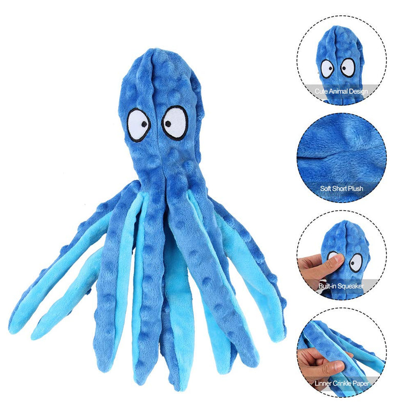 Nollary Dog Squeaky Toys Soft Plush Dog Toys No Stuffing Octopus Dog Chew Toy with Crinkle Paper for Dog Playing Avoid Boredom - PawsPlanet Australia