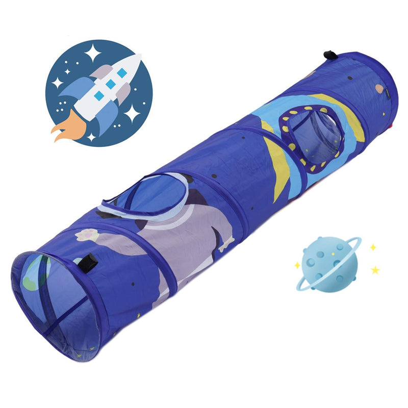 [Australia] - PEOPLE&PETS Collapsible Cat Tunnel, Toys Interactive Pet Play Tubes for Cats and Small Animals, with Peep Holes and Ball Toy Astronauts 