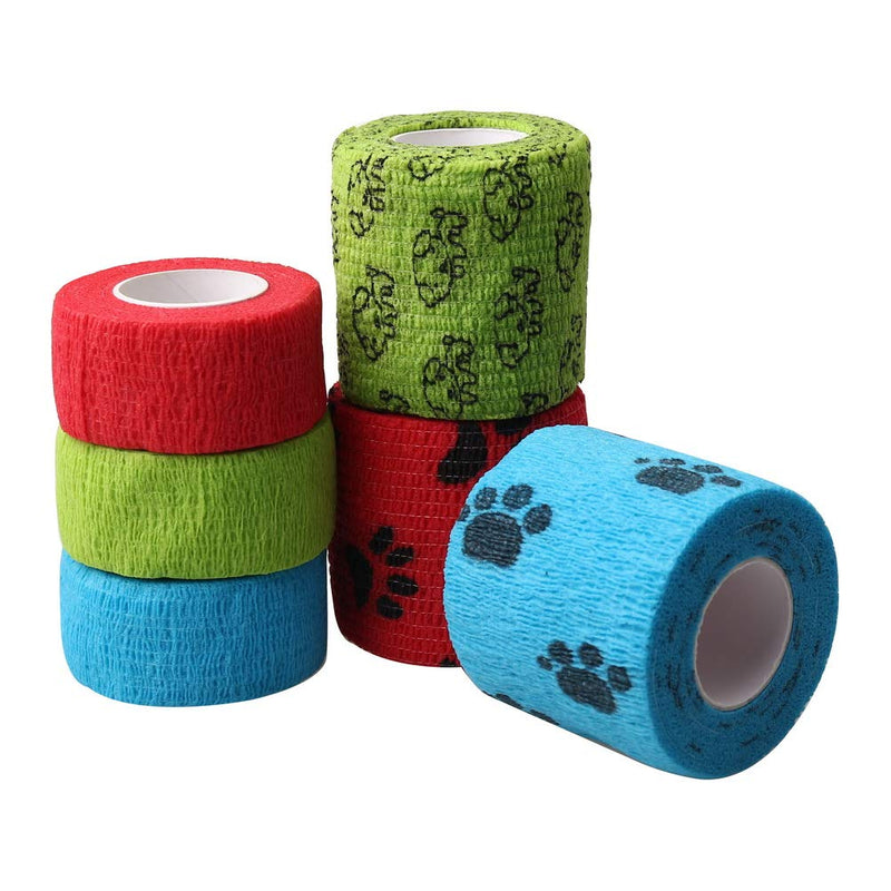 kuou 6 Rolls Pet Vet Wrap, Self-Adhesive Pet Elastic Bandage Injury Wrap Tape for Wrist, Ankle Sprains & Swelling - PawsPlanet Australia