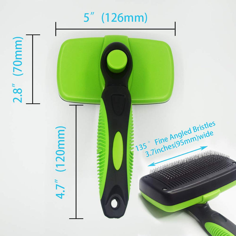 [Australia] - Pet Brush Self Cleaning Slicker Brush – 2019 for Dogs and Cats Including Easy Self-Cleaning Button, Soft Designed Grip Hand, Eliminates Loose Undercoat & Tangles Shedding & Hairballs(Green) 