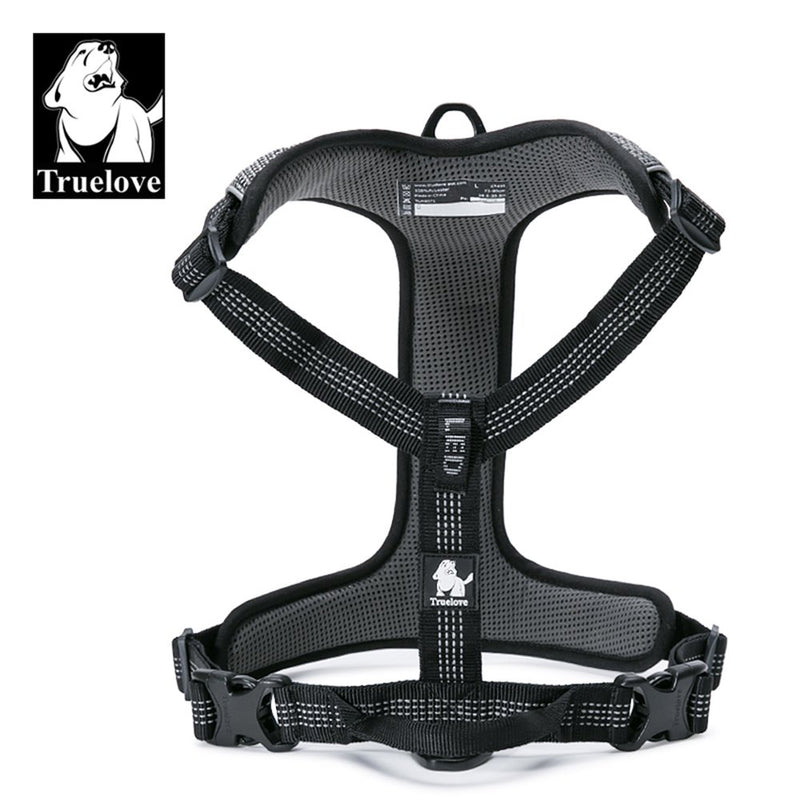 TRUE LOVE Dog Harness Adjustable Reflective No Pull Durable Pet Vest Car Trip Outdoor TLH6071(Black,M) M Black - PawsPlanet Australia