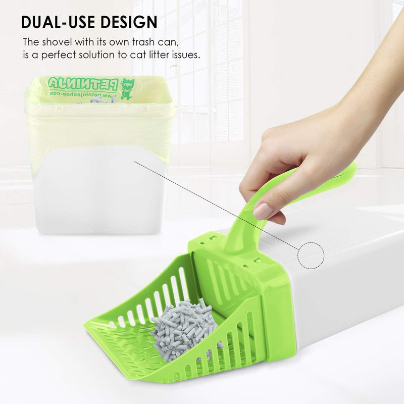 Eurobuy Cat Litter Scoop, Cat Litter Shovel & Litter Trash Can 2-In-1, Non-Stick Cat Litter Sifter, Useful Pet Cleaning Tool with Extra Waste Bags, Sand Cleaning For Cat Litter Green - PawsPlanet Australia