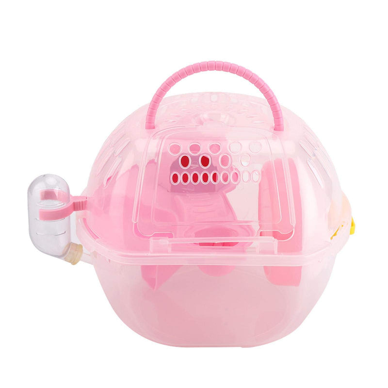 Deryang Portable Breathable Cage Small Fully-Equipped Accessories with 11cm Exercise Wheel Hamster House, Hamster Supplies, for Picnic for Travel Pink - PawsPlanet Australia
