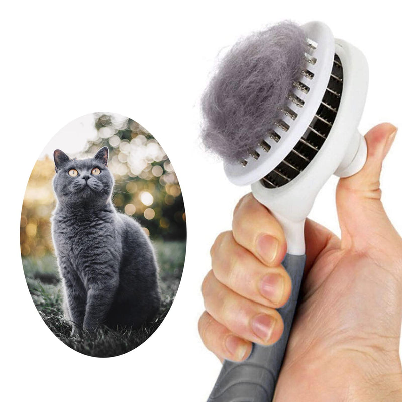 Cat Brush, Self-Cleaning Slicker Brush Improved Removes Undercoat Dog Brush Dog Brush Cat Brush Short to Long Hair Suitable Gentle Cat Brush Slicker Brush Upgraded (GREY) GRAY - PawsPlanet Australia