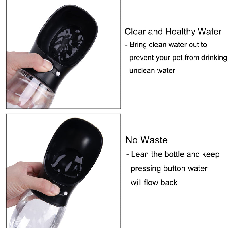 COFOETLN Dog Water Bottle, 12-19OZ Portable Pet Water Bottles for Outdoor Walking, Hiking, Travel, Leak Proof, Drink Bottle Bowls BPA Free, Food Grade Plastic 12oz Black Plus - PawsPlanet Australia