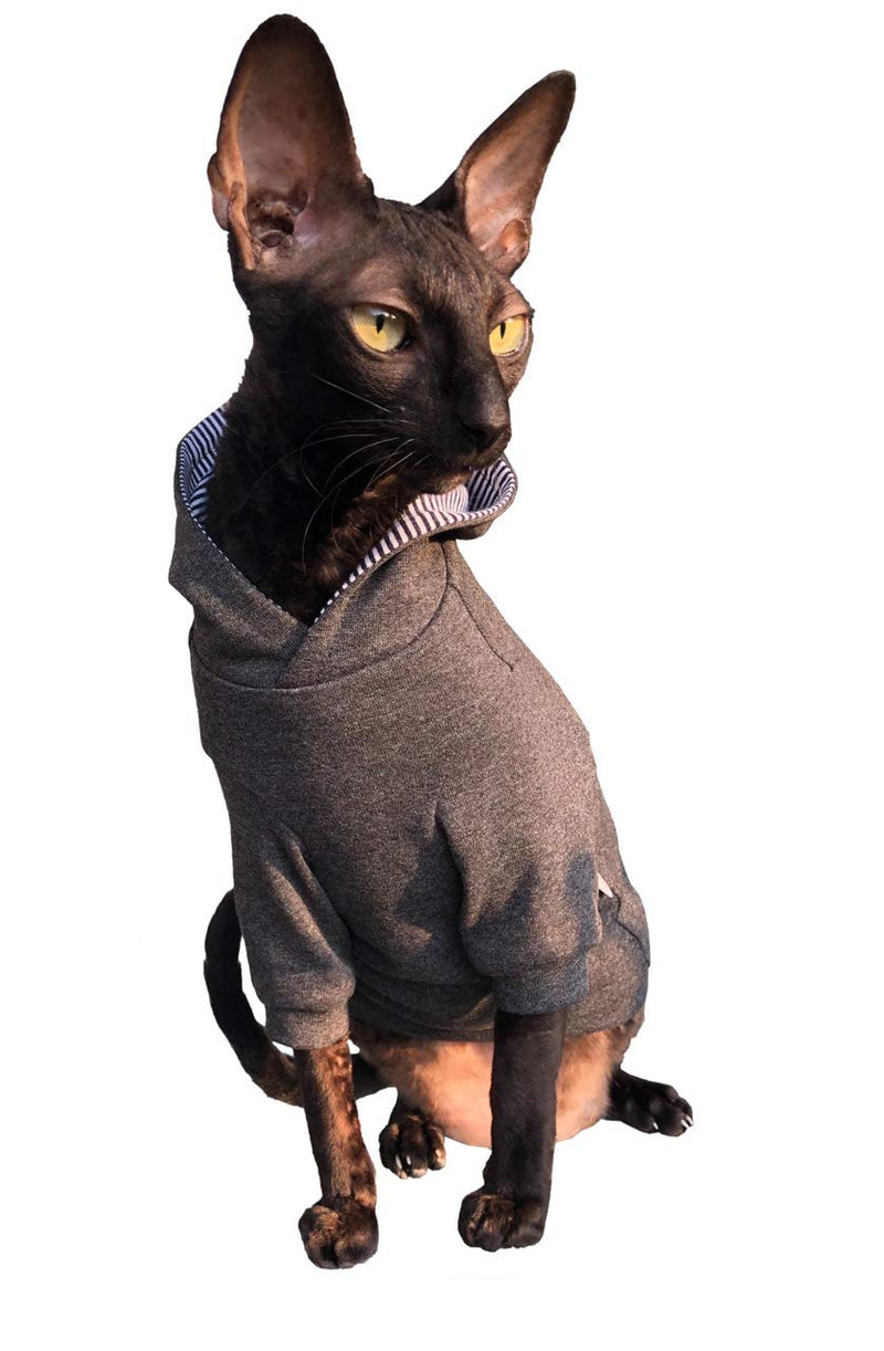 Sphynx Cat Dark grey Hoodie Home sweet home KotomodaCatWear Cat Clothes For Naked and HairlessCats (XS) XS - PawsPlanet Australia