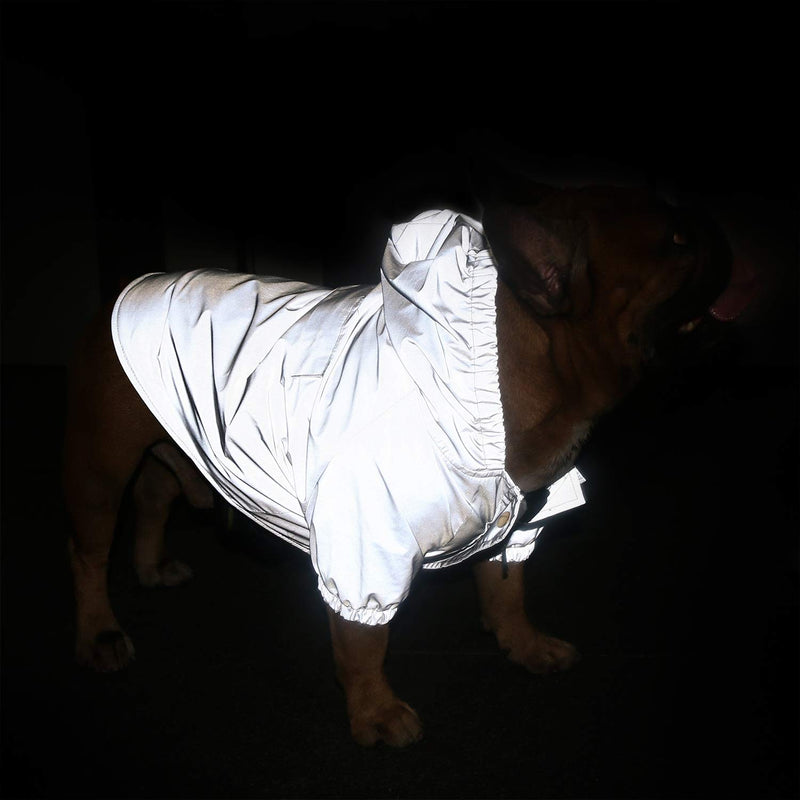 iChoue Dog Raincoat Lightweight Windbreaker Hooded Jacket X-Large Silver - PawsPlanet Australia