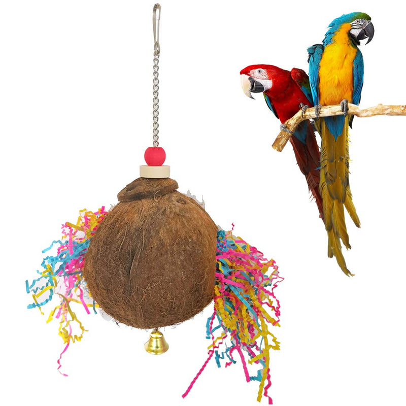 Balacoo Parrot Chew Toys Coconut Shell Swing Toy Hanging Bird Cage Treat Ball for Small Birds - PawsPlanet Australia