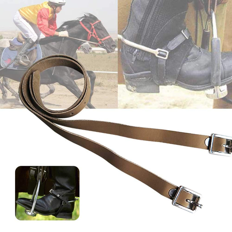 ALEOHALTER 2 Pcs Spur Straps, Horse Riding Straps With Buckle Solid Equestrian Spurs PU Leather Riding Sports Accessories Lady Spur Straps Brown - PawsPlanet Australia