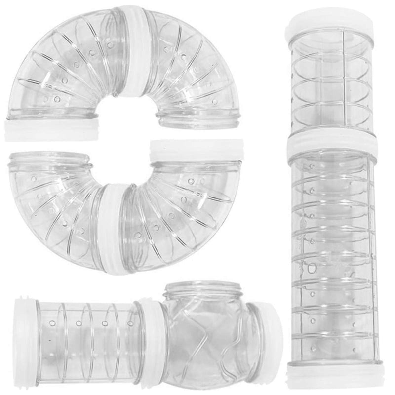 Hamster Tube Set, 8 Pack Transparent Curved Pipe Pet Cage Tunnel Hamster Toy DIY Creative Connection Tunnel External Sports Tube for Mouse Hamster Rat and Other Small Animals - PawsPlanet Australia