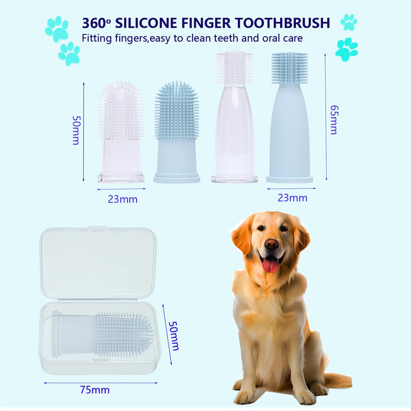 𝟐𝟎𝟐𝟑 𝐍𝐄𝐖 Bileumec dog toothbrush set - effective dental care for dogs and cats with 360º cleaning effect and silicone finger toothbrushes in a pack of 4 - PawsPlanet Australia