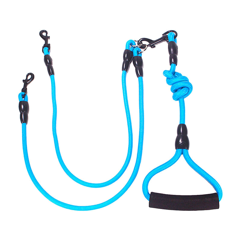 Double leash for 2 dogs, dog leash splitter, 360° rotatable, no dog leashes, tangle-free, for small and medium-sized dogs, removable, padded, adjustable traction leash blue - PawsPlanet Australia