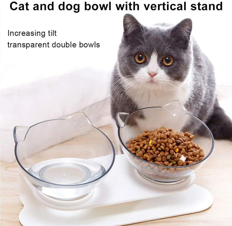 Double Cat Bowls, 15° Tilted Cat Bowls With Stand Angled Cat Dog Food Bowls, Ergonomic Elevated Cat Feeding Bowls Raised Pet Bowl Stress-Free Suit Reduce Pets Neck Pain for Cats and Small Dogs - PawsPlanet Australia