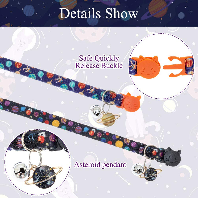 [Australia] - EXPAWLORER Cat Collar 2 Pack Adjustable Pet Collar with Bell Stylish Stars Pattern Design Dog Collar Durable Breakaway Cat Collar 