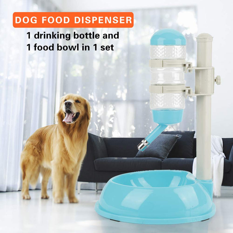 Hztyyier Adjustable Pets Dog Bowl Feeder Water Dispenser Drinking Bottle Food Container Bowl Bottle Standing Dispenser for Cats Dogs Green(blue) blue - PawsPlanet Australia