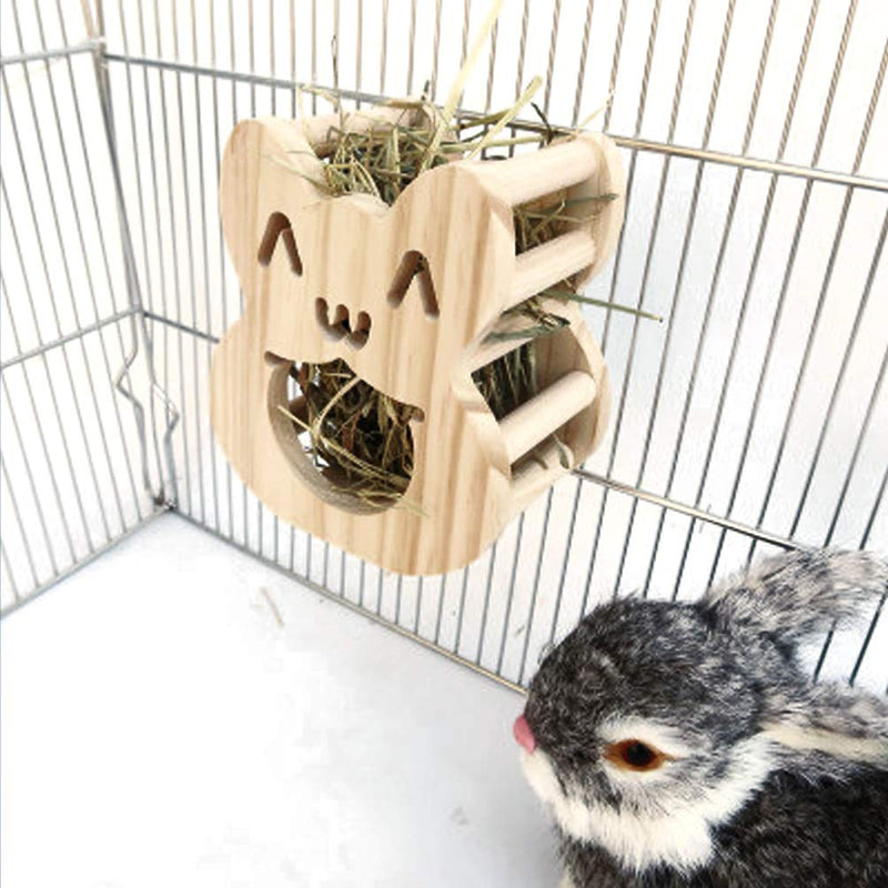 Rabbit Feeder Bunny Guinea Pig Hay Feeder, Hay Guinea Pig Hay Feeder, Chinchilla Plastic Food Bowl (Wood) Wood - PawsPlanet Australia