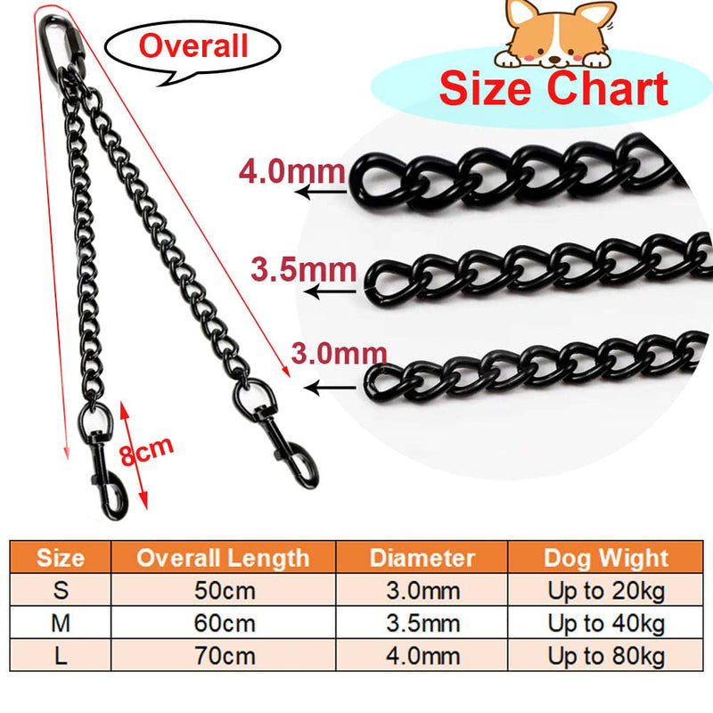 Dog leash double leash for 2 dogs, double dog leash for dogs, high-performance steel chain dog leash, metal dog leash, double coupler dog leashes for large, small dogs, S 3.0 mm, 50 cm, S-50 cm - PawsPlanet Australia