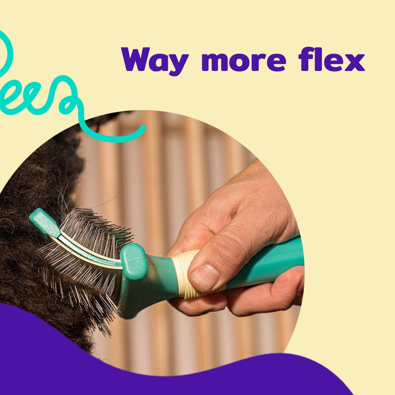 GROOMERSPRO Jelly Pet Double Sided Slicker Brush, Longer Pins, Flexible Head, Fine/Coarse Sides, Removes Unwanted Tangles, Made in USA, Large, Teal - PawsPlanet Australia