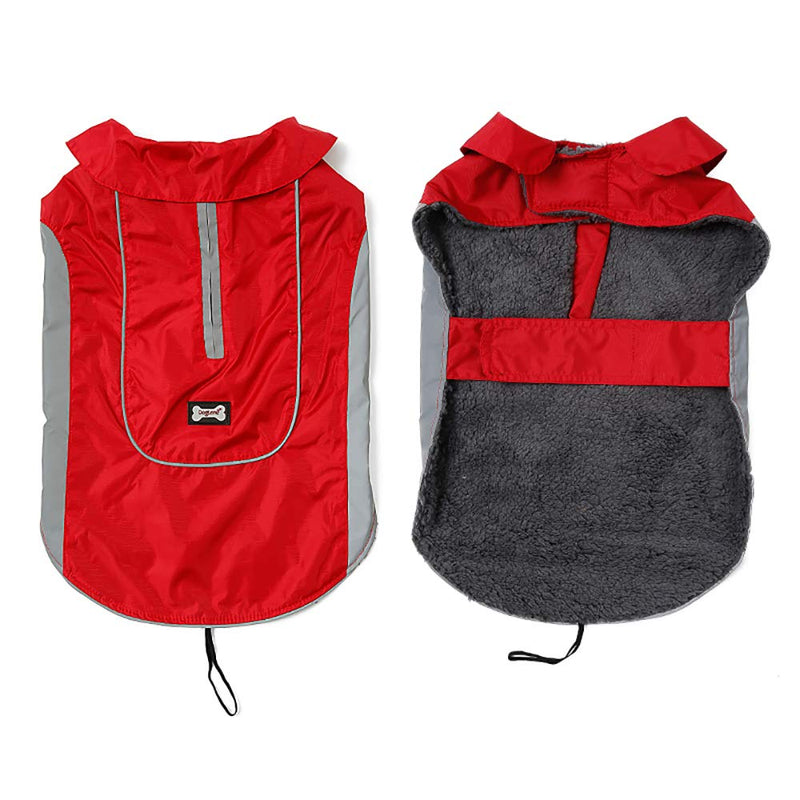 TFENG Waterproof Dog Coat Warm Vest Puppy Jacket with Fleece Lining Red 3XL 3XL(Chest:74-96cm, Back:61cm) - PawsPlanet Australia