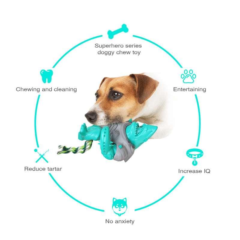 KEEN Dog Chew Toys for Tooth Cleaning and Dental Care - Tough Shark Indestructible Puppy Toy for Aggressive Chewers with Non-Toxic Nylon and TPR Blue - PawsPlanet Australia