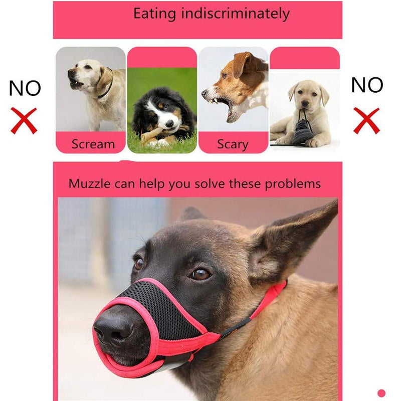 [Australia] - Heele Dog Muzzle Nylon Soft Muzzle Anti-Biting Barking Secure，Mesh Breathable Pets Mouth Cover for Small Medium Large Dogs 4 Colors 4 Sizes Red 