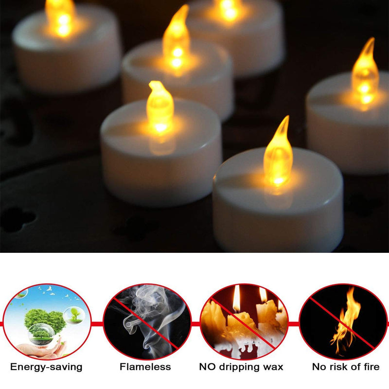 Anziner 12 Pack Flameless LED Tealight Candles，Realistic and Bright Flickering Bulb Battery Operated Flameless LED Tea Light Ideal for Parties, Weddings, Birthdays,Hollween, Gifts and Home. Warm Yellow-12pack - PawsPlanet Australia