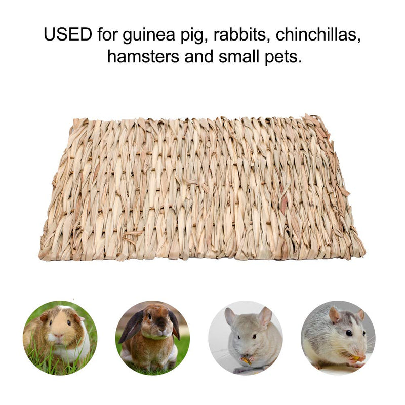 PAWCHIE 2 Pack Grass Mat for Rabbits Natural Hay Woven Bed Mat for Small Animal, Hamsters, Guinea Pigs, Chew Toys Bed - PawsPlanet Australia