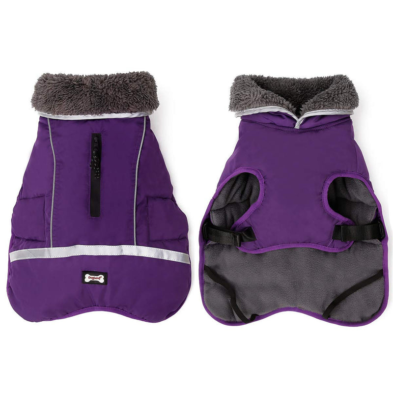 AIWOKE Warmest Dog Coat,Pet Clothes Outdoor Winter Warm Fleece Reflective Puppy Vest Waterproof Jackets for Small Medium Large Dog Cold Weather Sweater Apparel (M, Purple) M - PawsPlanet Australia